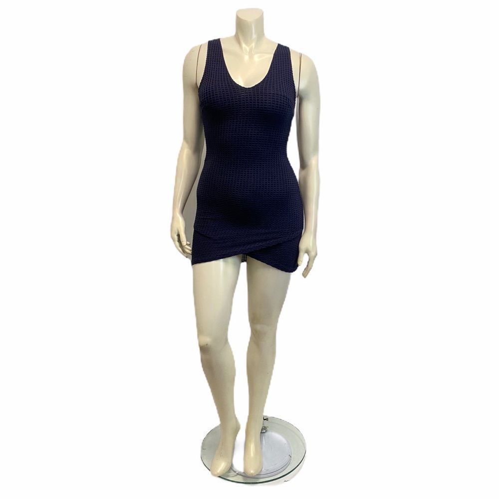ASTR Dark Blue Bodycon Waffle Textured Clubwear Minimalist Glam Sleeveless Dress